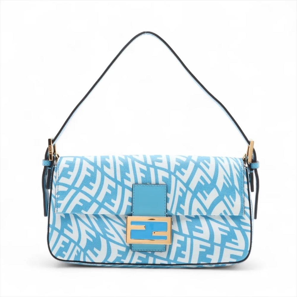 Blue and white abstract Fendi baguette
